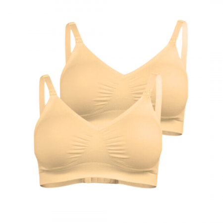Sutiene pentru alaptare - Set 2 bustiere pentru alaptare, Microfibra, Bej, BebePrice