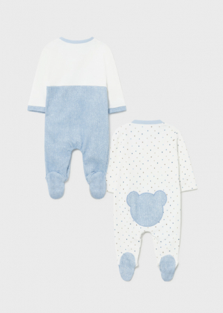 bebeprice Set 2 pijamale Mayoral + bavetica Bumbac Blue Sky [0]