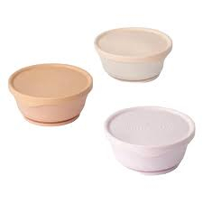 Alimentatie bebe & Accesorii hranire - Set 3 boluri cu capac pentru hrana bebelușului Cotton Candy Toffee Vanilla BebePrice.ro