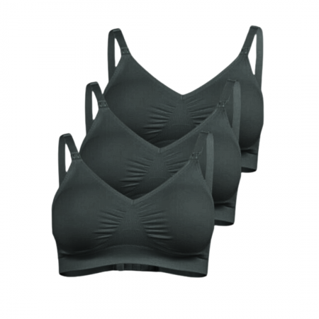 Sutiene pentru alaptare - Set 3 bustiere pentru alaptare, Microfibra, Negru, BebePrice