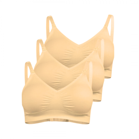 Sutiene pentru alaptare - Set 3 bustiere pentru alaptare, Microfibra, Bej, BebePrice