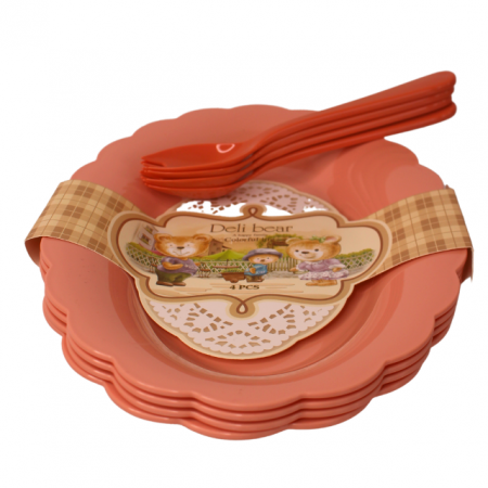 Set 4 platouri si tacamuri, pentru microunde, Light Brown [1]