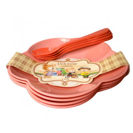 Set 4 farfurii si tacamuri, pentru microunde, Light Brown [1]