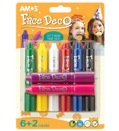 Jocuri Creative & Educative - Set 8 markere pentru pictura pe fata, Face Deco , BebePrice