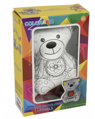 Jocuri Creative & Educative - Set jucarie de colorat lavabila + 4 markere lavabile, Bear, BebePrice