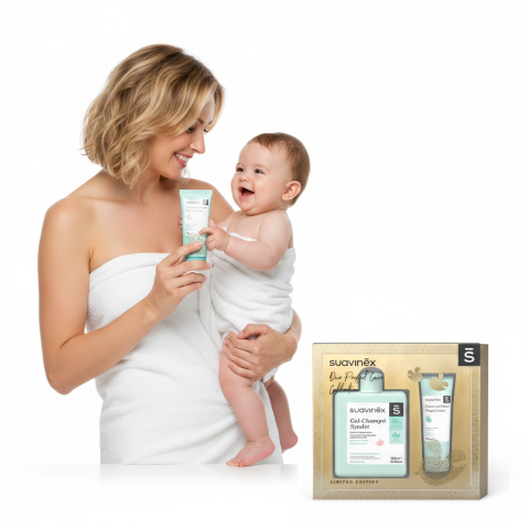 Seturi maternitate nou nascut - Set cadou îngrijire bebeluși Suavinex Duo Perfect Care Gold BebePrice.ro