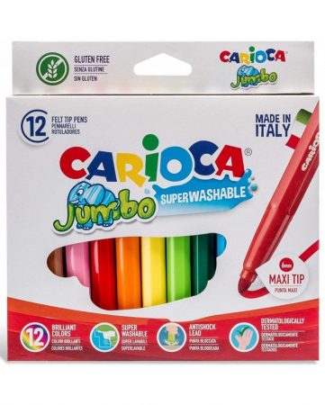 Jocuri Creative & Educative - Set carioci lavabile, Fiorello,Superwashable, 12 culori