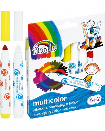 Jocuri Creative & Educative - Set carioci lavabile, Fiorello, Multicolor, 6+2 culori,BebePrice