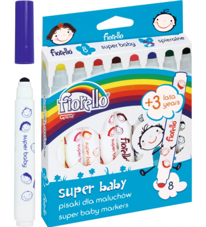 Jocuri Creative & Educative - Set carioci lavabile, Fiorello, Super Baby, 8 culori, BebePrice