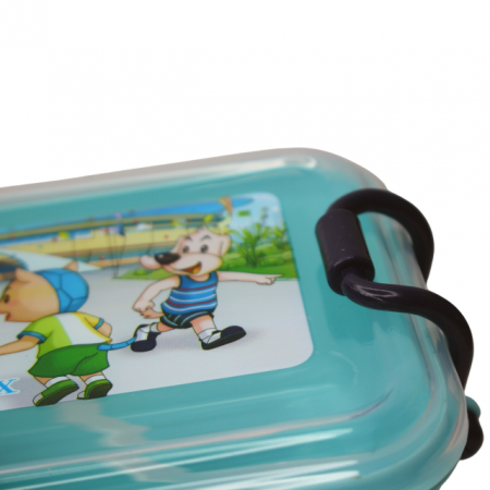 Set cutie alimente cu lingura, dreptunghiular, cu capac transparent, Pretty Animals, Azure, BebePrice [4]