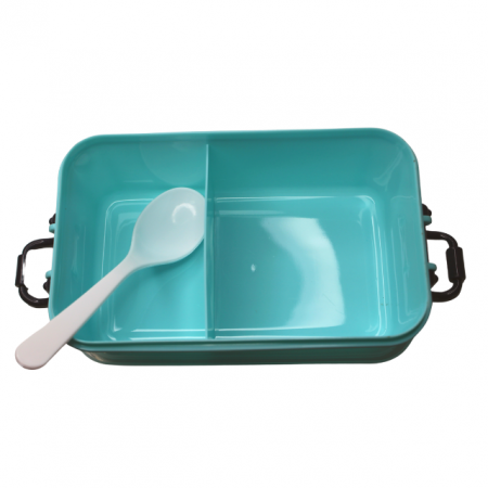 Set cutie alimente cu lingura, dreptunghiular, cu capac transparent, Pretty Animals, Azure, BebePrice [3]