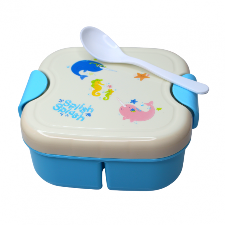 Set cutie alimente cu lingura, patrat, Blue, BebePrice [0]