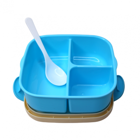 Set cutie alimente cu lingura, patrat, Blue, BebePrice [3]