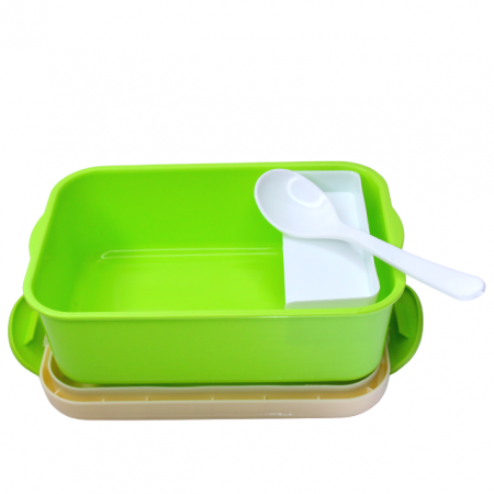 Set cutie alimente cu lingura, dreptunghiular, Green, BebePrice [3]