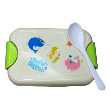 Set cutie alimente cu lingura, dreptunghiular, Green, BebePrice [2]