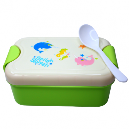 Set cutie alimente cu lingura, dreptunghiular, Green, BebePrice [0]