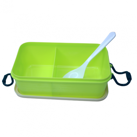 Set cutie alimente cu lingura, dreptunghiular, Pretty Animals, Green, BebePrice [3]