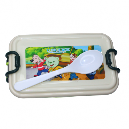 Set cutie alimente cu lingura, dreptunghiular, Pretty Animals, Green, BebePrice [2]