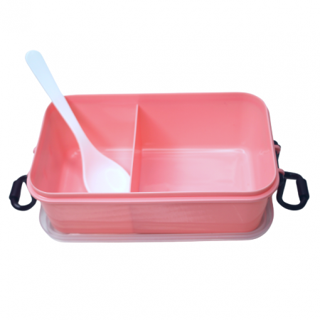 Set cutie alimente cu lingura, dreptunghiular, cu capac transparent, Pretty Animals, Pink, BebePrice [3]