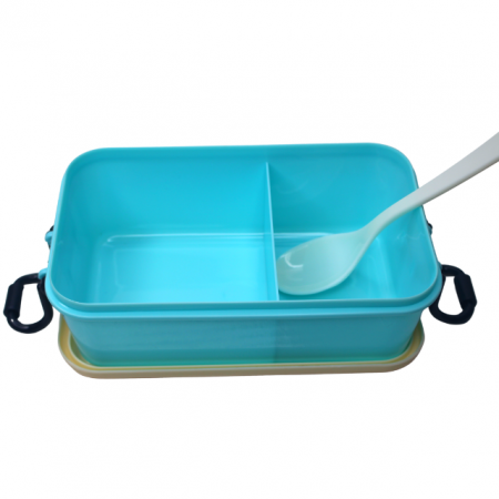 Set cutie alimente cu lingura, dreptunghiular, Pretty Animals, Blue, BebePrice [3]