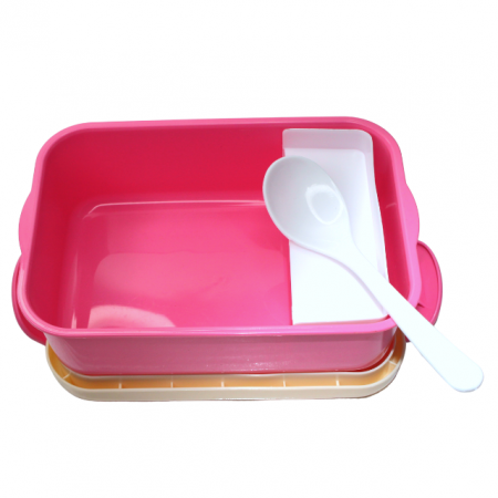 Set cutie alimente cu lingura, dreptunghiular, Pink, BebePrice [4]