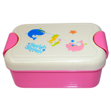 Set cutie alimente cu lingura, dreptunghiular, Pink, BebePrice [1]