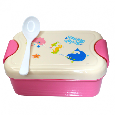 Set cutie alimente cu lingura, dreptunghiular, Pink, BebePrice [0]