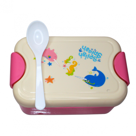 Set cutie alimente cu lingura, dreptunghiular, Pink, BebePrice [3]