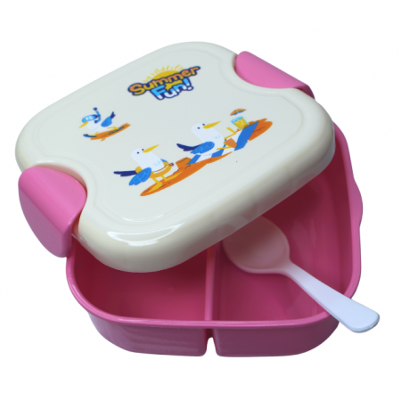 Set cutie alimente cu lingura, patrat, Pink, BebePrice [2]