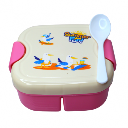 Set cutie alimente cu lingura, patrat, Pink, BebePrice [0]