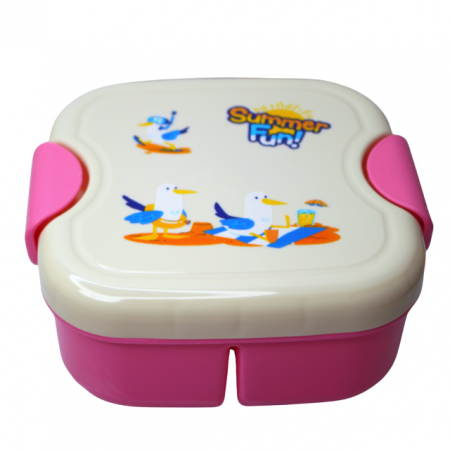 Set cutie alimente cu lingura, patrat, Pink, BebePrice [1]