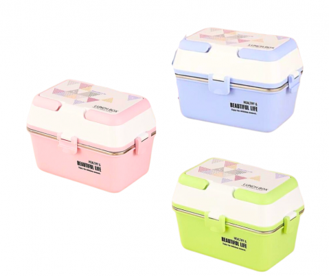 Caserola termica, 3 compartimente, Blue, BebePrice [4]