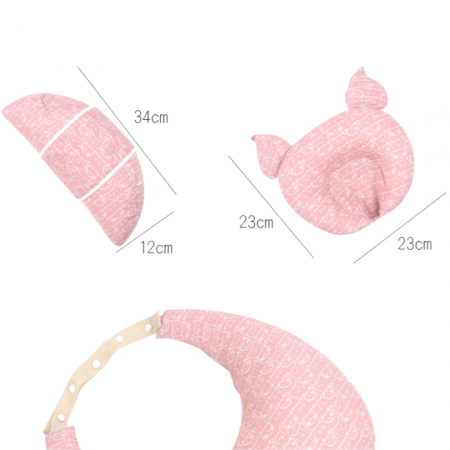 Perna pentru alaptare 2 in 1, cu pernuta occipitala, Pink, BebePrice [6]