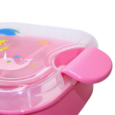 SSet cutie alimente cu lingura, patrat,cu capac transparent, Pink, BebePrice [4]