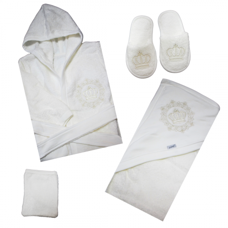 Set de baie pentru copii, bumbac, Royal, Light Beige - 4 piese, Bebeprice [4]