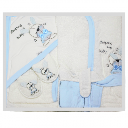 Set de baie pentru copii, bumbac, Rabbit, Blue - 4 piese, BebePrice [0]