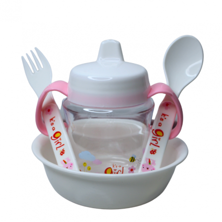 Set diversificare 4 in1, fara BPA, Cute Duck, Pink, BebePrice [0]