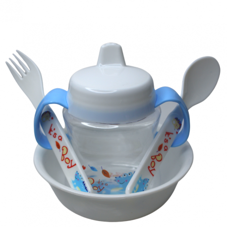 Set diversificare 4 in1, fara BPA, Cute Duck, Blue, BebePrice [0]