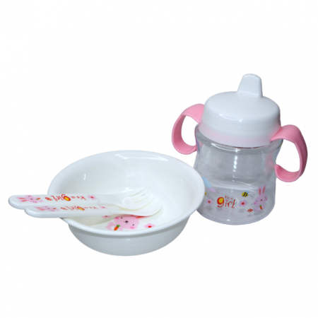 Set diversificare 4 in1, fara BPA, Cute Duck, Pink, BebePrice [4]