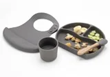 Alimentatie bebe & Accesorii hranire - Set diversificare 4 piese din silicon BabyJem Grey BebePrice.ro