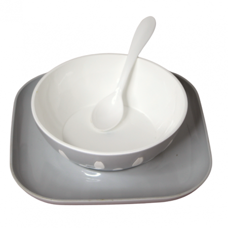Alimentatie bebe & Accesorii hranire - Set diversificare cu suport, fara BPA, Gri