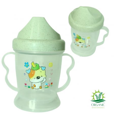 Set hranire bebe, dreptunghiular, din material organic, Puppy, Green- 3 piese [1]