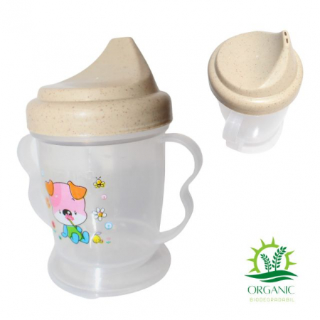 Set hranire bebe, rotund, din material organic, Puppy, Light Brown - 3 piese [1]