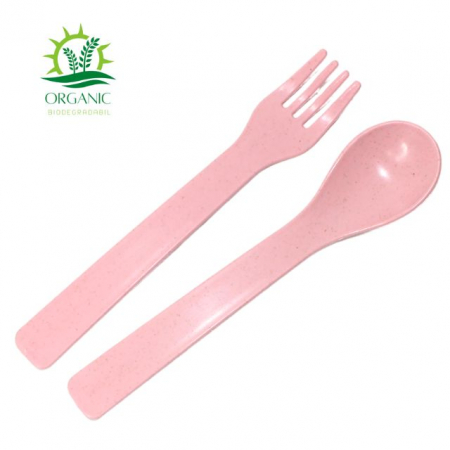 Set hranire bebe, dreptunghiular, din material organic, Puppy, Powder Pink- 3 piese [2]
