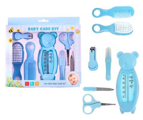 Seturi maternitate nou nascut - Set ingrijire bebelus, fara BPA, 7 piese, Blue , BebePrice