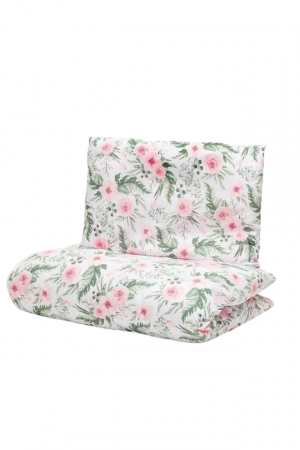 Lenjerii patut & Paturici - Set lenjerie pat, 2 piese, Bumbac, 100x135 cm, Roses, BebePrice