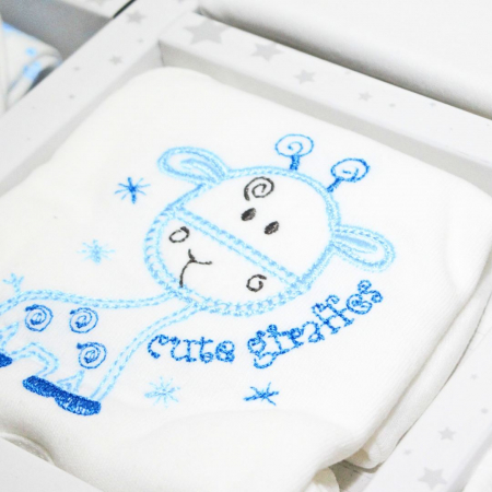 Set maternitate bumbac antialergic, nou-nascut, Giraffe, Blue- 10 piese,BebePrice [4]