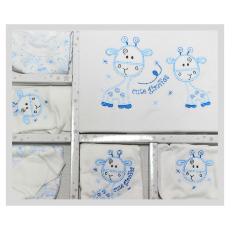 Set maternitate bumbac antialergic, nou-nascut, Giraffe, Blue- 10 piese,BebePrice [0]