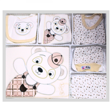 SSet maternitate bumbac antialergic nou-nascut (0-4 luni), Ahmetcan Bebe, Bear, Light Beige - 10 piese [0]