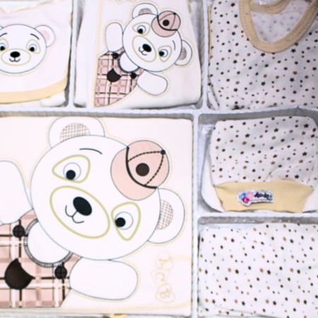 SSet maternitate bumbac antialergic nou-nascut (0-4 luni), Ahmetcan Bebe, Bear, Light Beige - 10 piese [1]